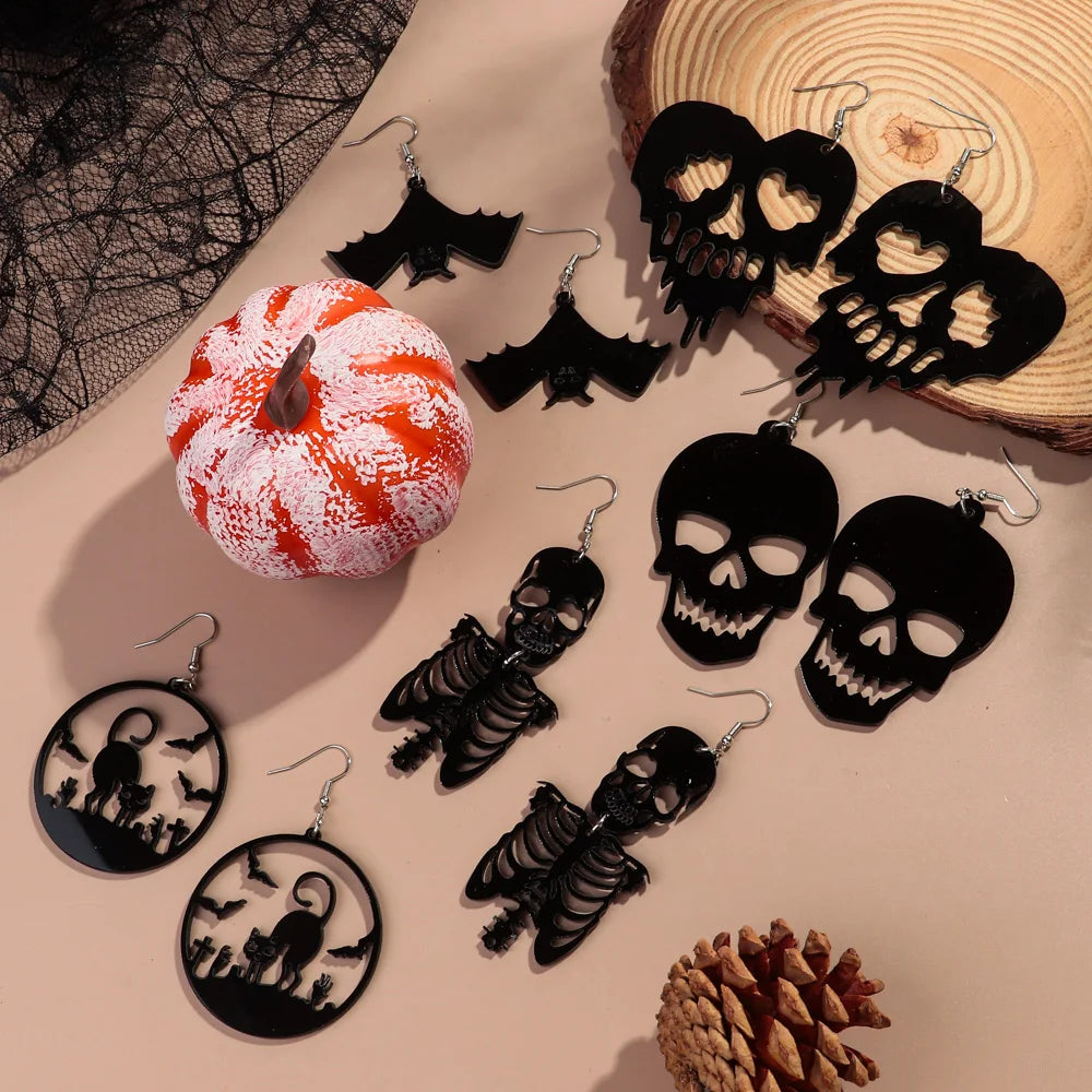 Horror Bleeding Hand Acrylic Halloween Earrings for Women New Gothic Blood Skull HELP Drop Pendant Earring Party Jewelry Gifts - Charlie Dolly