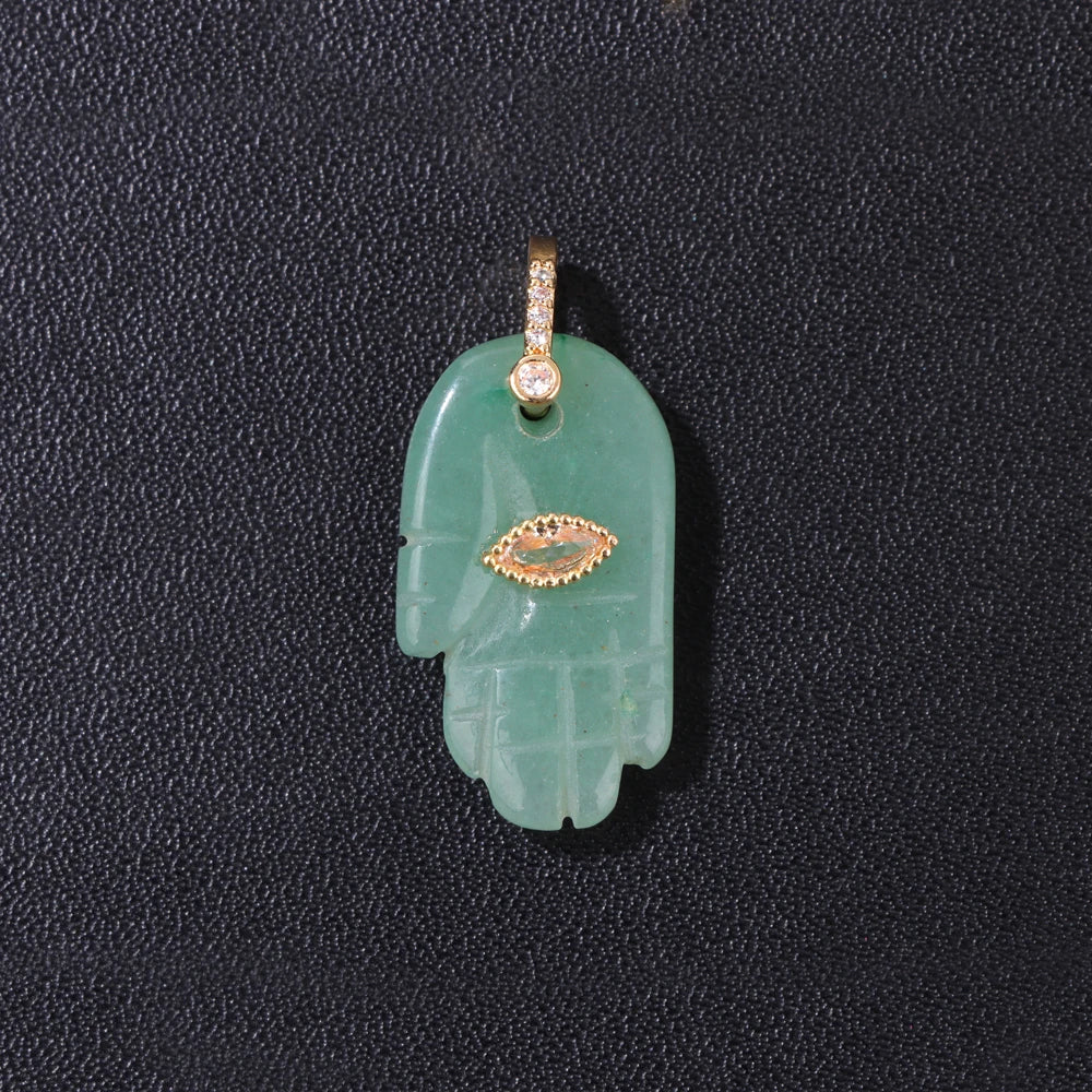 Lucky Natural Stone Fatima Hand Charms 1Pc Blue Lapis Lazuli Evil Eye Hand Pendant For Jewelry Making Earrings DIY Necklace
