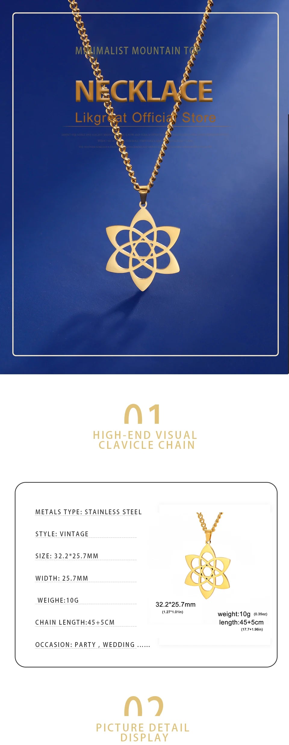 LIKGREAT Chakra Lotus Flower Star of David Hebrew Pendant Necklace Religious Amulet Stainless Steel Women Jewish Jewelry Gift