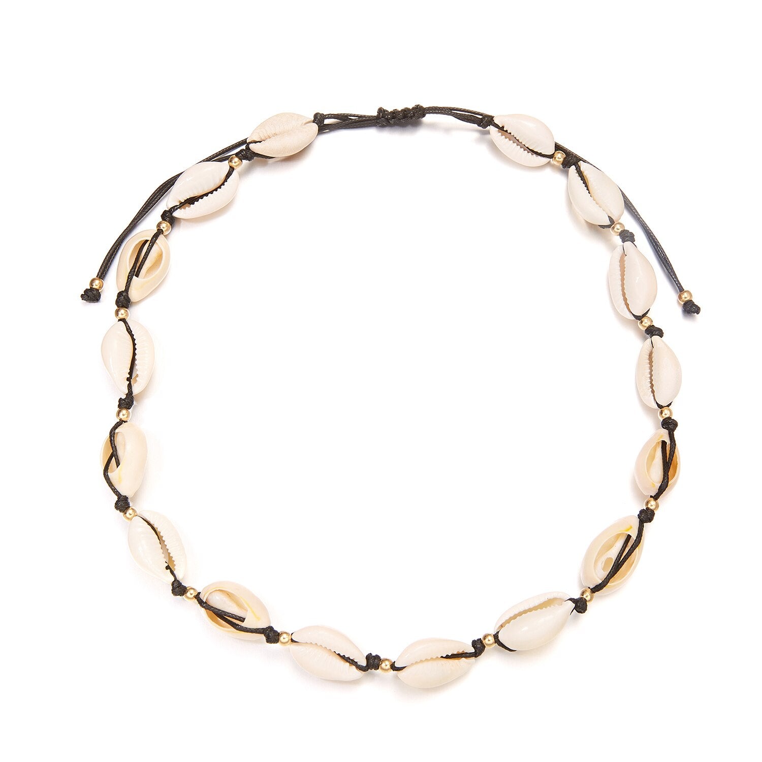 Bohemian Natural Shell Necklace &amp; Bracelet Set for Women Fashion Hand Braided Adjustable Necklace Charm Summer Vacation Jewelry - Charlie Dolly