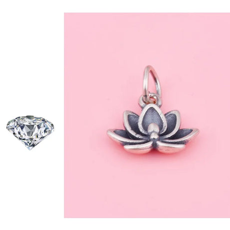 S925 Sterling Silver Anemone Lotus Pendant Braided Rope Necklace, Handmade Talisman