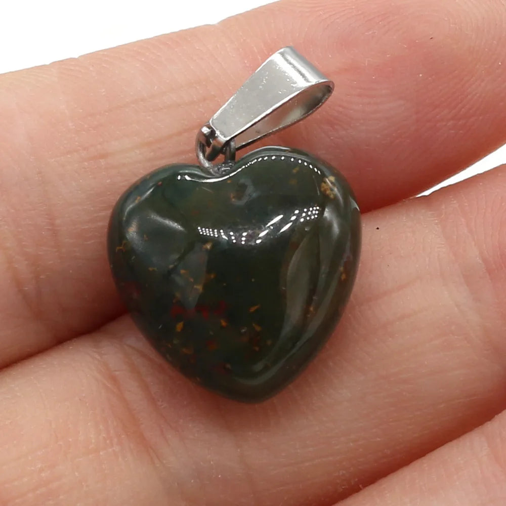 4Pcs Small Pendant Natural Stone Heart-Shaped Lapis lazuli Pendat For Jewelry Making DIY Necklace Earrings Accessory