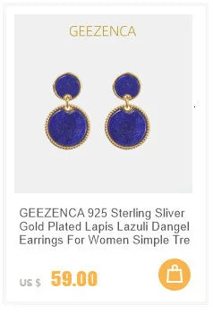 GEEZENCA 925 Silver Lapis Lazuli White Crystal Women's Drop Earrings 18K Gold Heart Waterdrop Dangle Earring Love Gift For Her