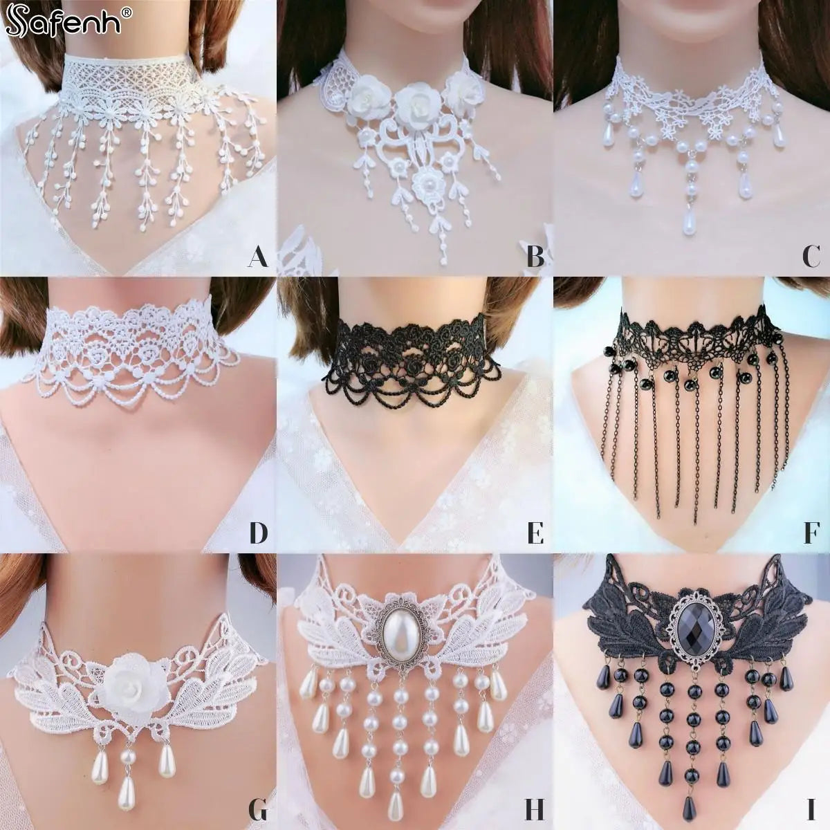 Gothic Victorian Black Lace Necklace Women Girl Boho Crystal Tassel Sexy Lace Choker Steampunk Dark Loli Style Halloween Jewelry - Charlie Dolly