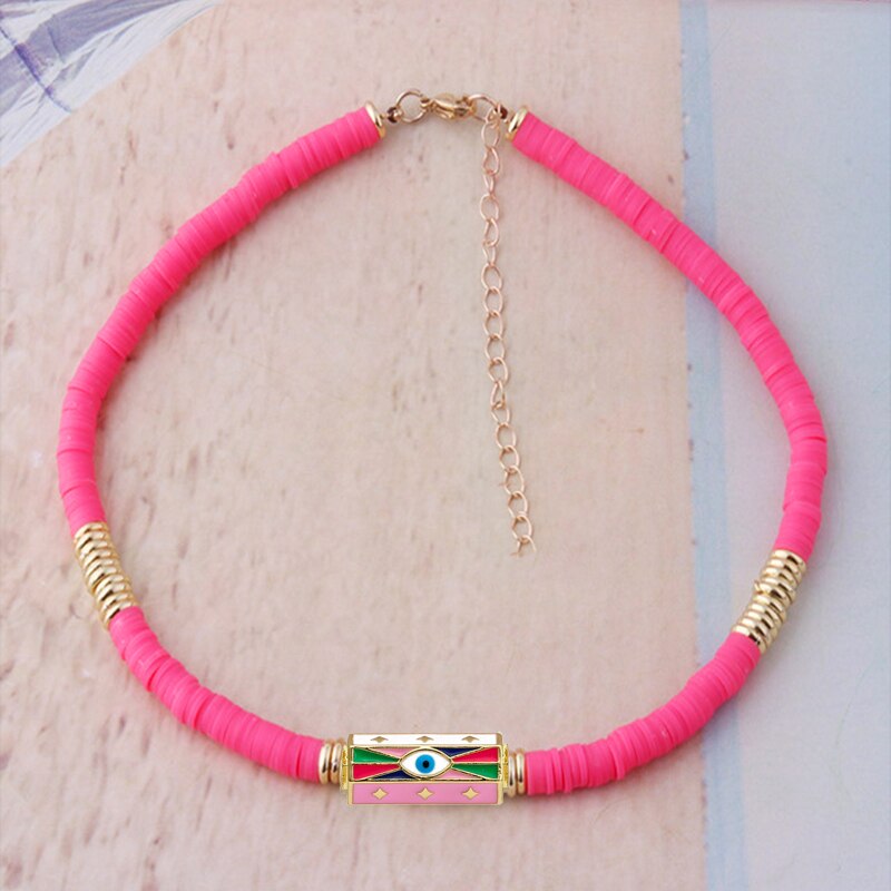 Boho Classic Vintage Jewelry Necklace For Woman heart shell Turkish Eyes Accessories Short Choker Fashion Charm - Charlie Dolly