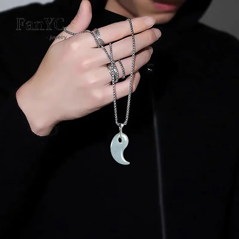 Natural Burmese Jadeite Magatama Pendant with Exquisite Carving Stylish Minimalist Necklace for Men and Women Perfect Gifts