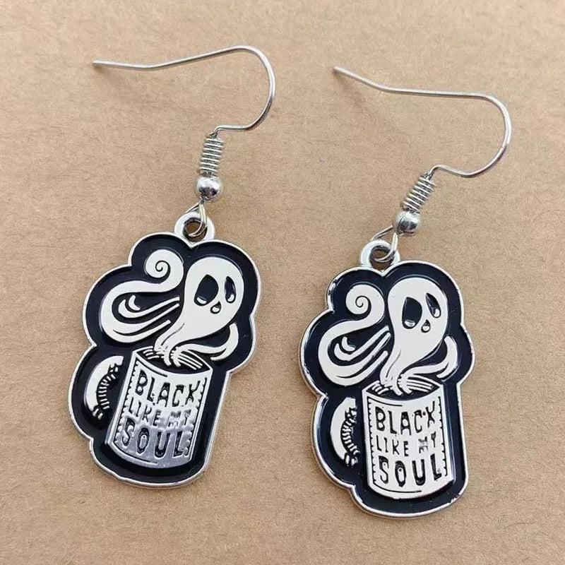 Earrings for Women Girls Drop Dangle Teens Charm Gift Party Simple Punk Cool Halloween Skull Cross Horror Skeleton Death Bat - Charlie Dolly