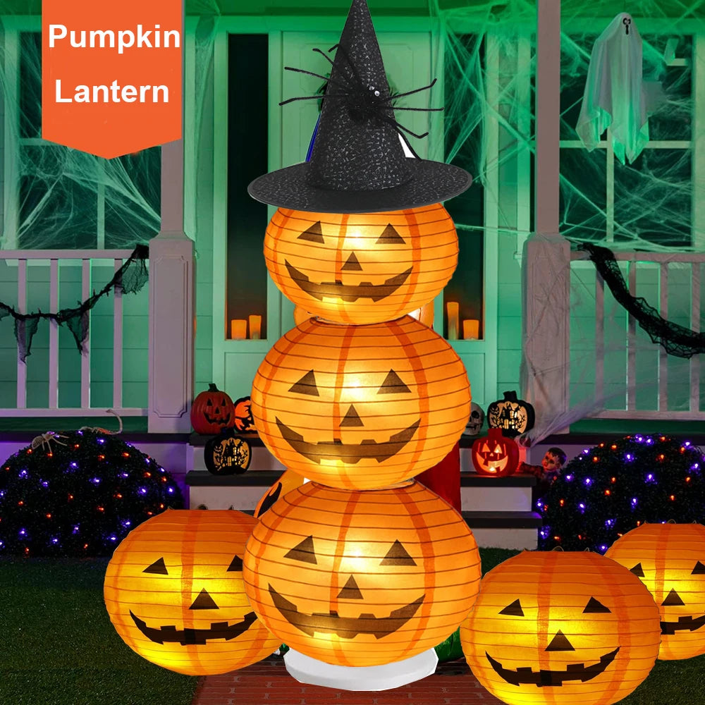 Halloween Pumpkin Lantern Jack O Hanging Paper Lanterns With Lights for Halloween Spooky Home Outdoor Indoor Party Decoration