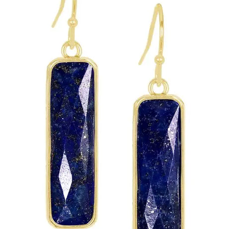 Lapis Lazuli Rectangle Earrings Pendant Necklace Jewelry - Charlie Dolly