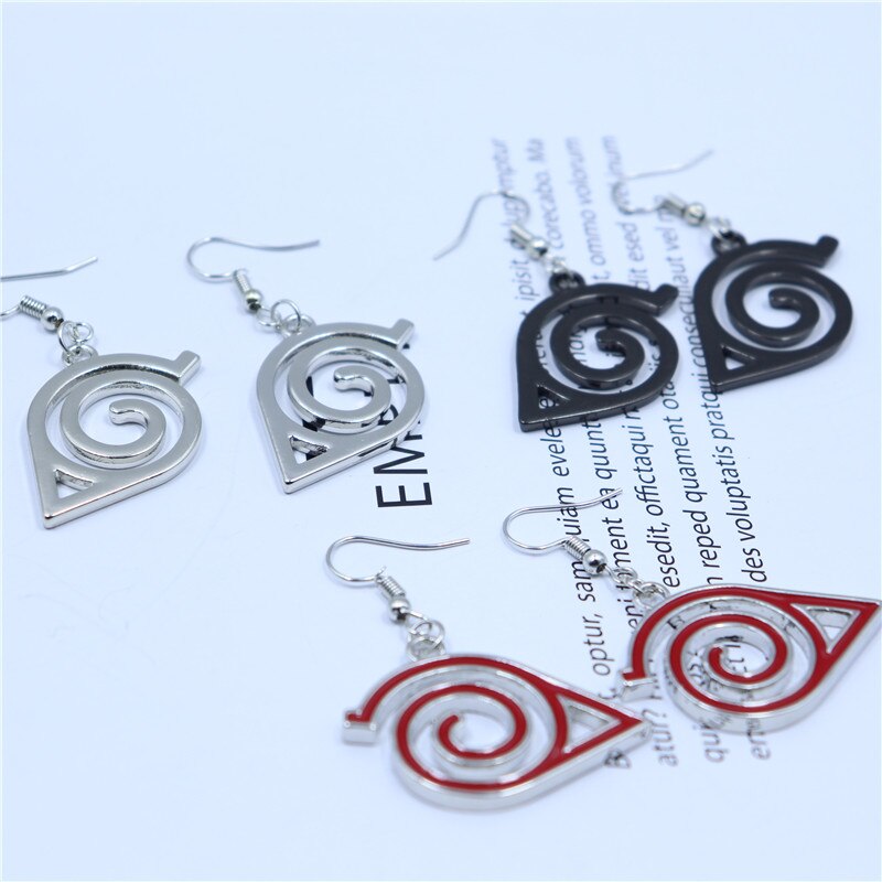 Anime Props Jewelry Konoha Earrings for Women Akatsuki Red Cloud Ear Hoops Ninja Darts Dangle Earring Fans Creative Gift - Charlie Dolly