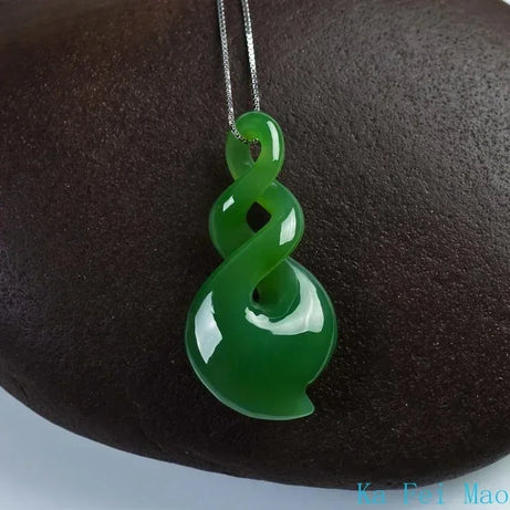 Natural Hand-Carved Green Jade Pendant Necklace, Lucky Wealth Amulet Talisman