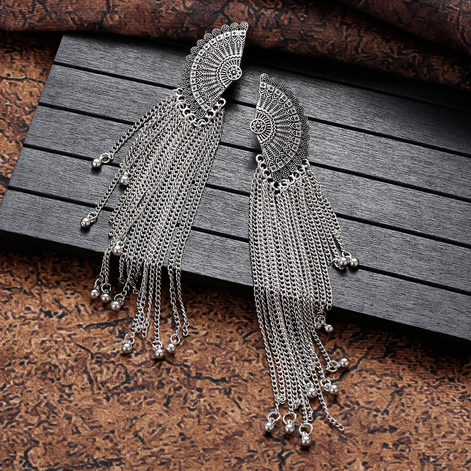 الهندي Jhumka أقراط الذهب الشظية اللون أجراس كبيرة قطرة طويلة شرابة القرط للنساء بوهو الغجر مجوهرات هدية