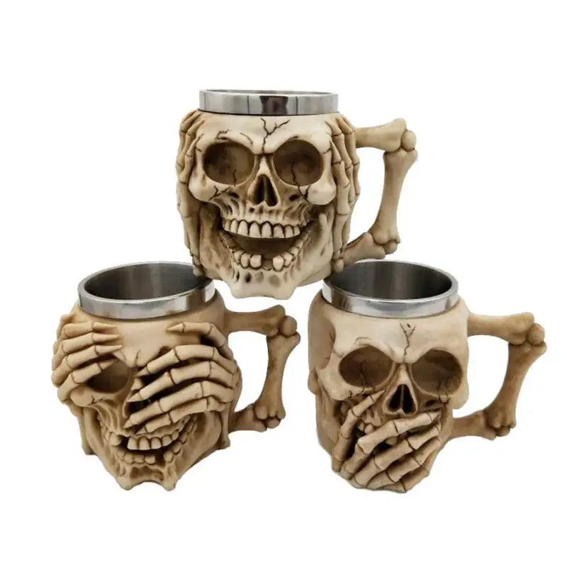 3D Skull Cup Halloween Thriller Cup Decoration Skull Cup Halloween Decoration Resin Skeleton Ghost Mug Coffee Cup Halloween Gift - Charlie Dolly