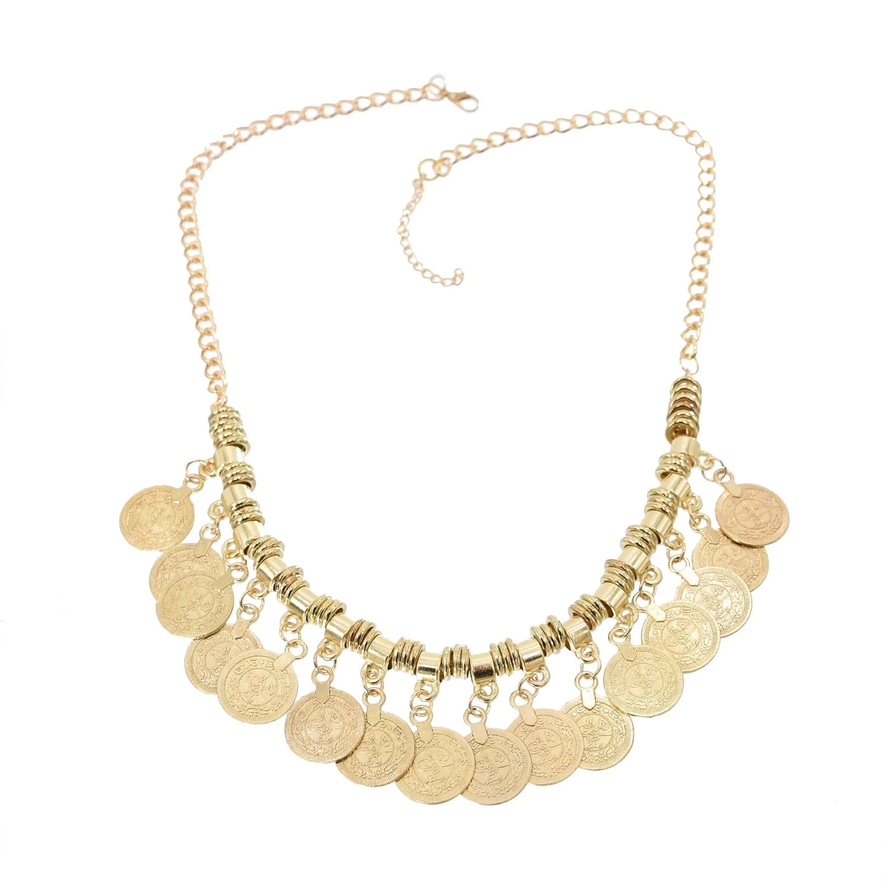 Turkish Coin Stone Tassel Bib Choker Necklace Jewelry