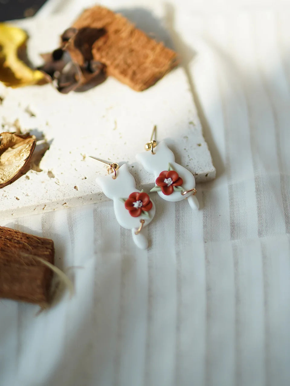 Halloween Cat Ghost  Shape Handmade Polymer Clay Earrings Halloween Themed Decoration For Women's Accessories Party Daily Ware - Charlie Dolly