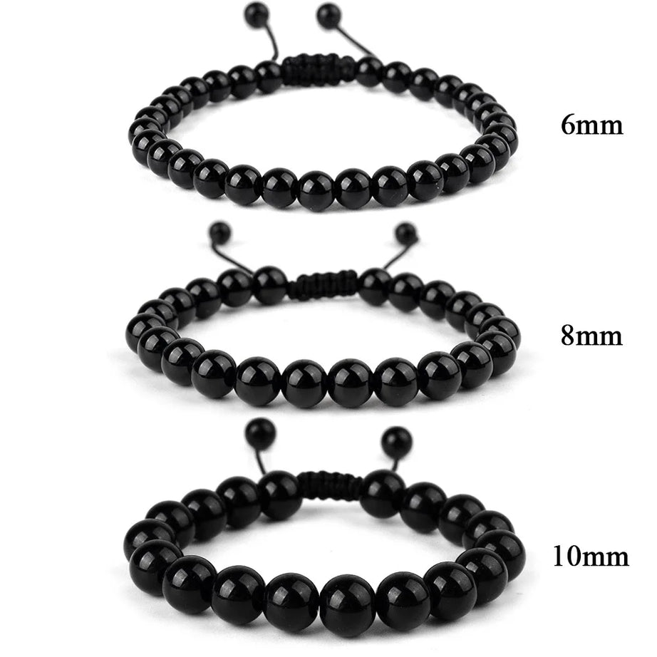 Natural Stone Beaded Bracelet — Tiger Eye, Agate & Lava