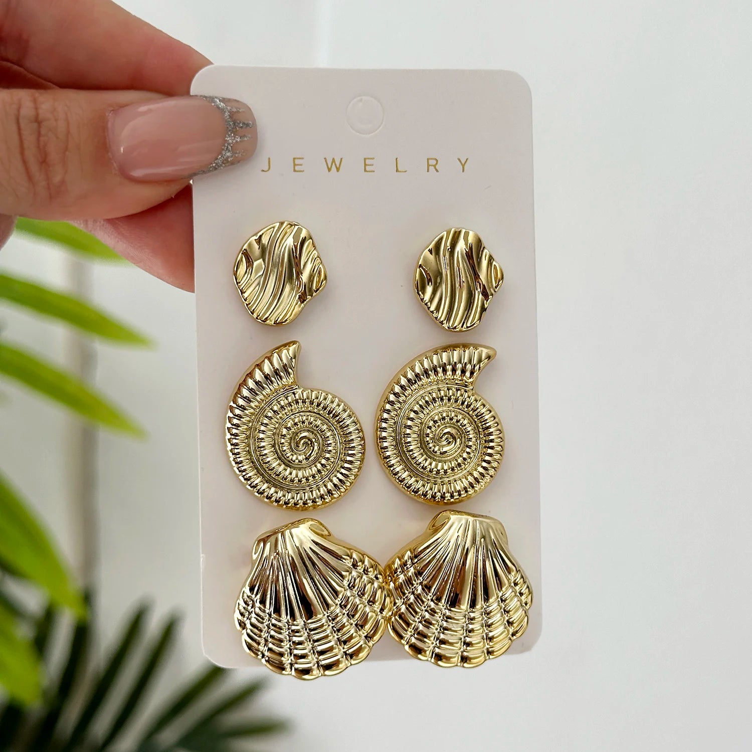 3 Pairs Gold Color Starfish Shell Stud Earrings Set for Women Fashion CCB Lightweight Star Earrings Boho Jewelry Accessories