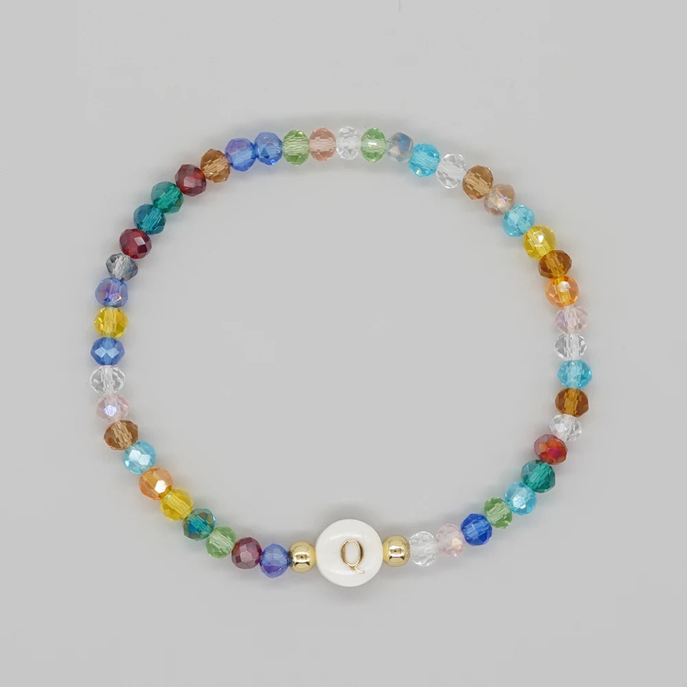 Go2Boho Crystal Shell Letter A-Z Bracelets for Women Boho Summer Beach Lucky Fashion Trend Jewelry Accessories Surprise Gifts