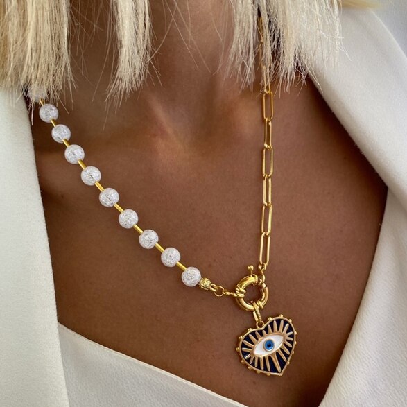 Boho Classic Vintage Jewelry Necklace For Woman heart shell Turkish Eyes Accessories Short Choker Fashion Charm - Charlie Dolly