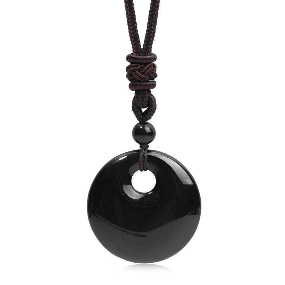 Natural Gemstone Chinese Peace Knot Pendant Necklace, Sacred Blessing Amulet