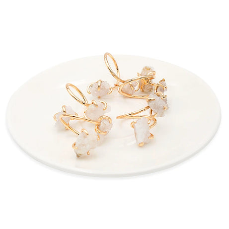 Irregular Crystal Cluster Open Ring for Women Girls Claw Setting Gold-color Boho Natural Stone Finger Jewelry Resizable - Charlie Dolly