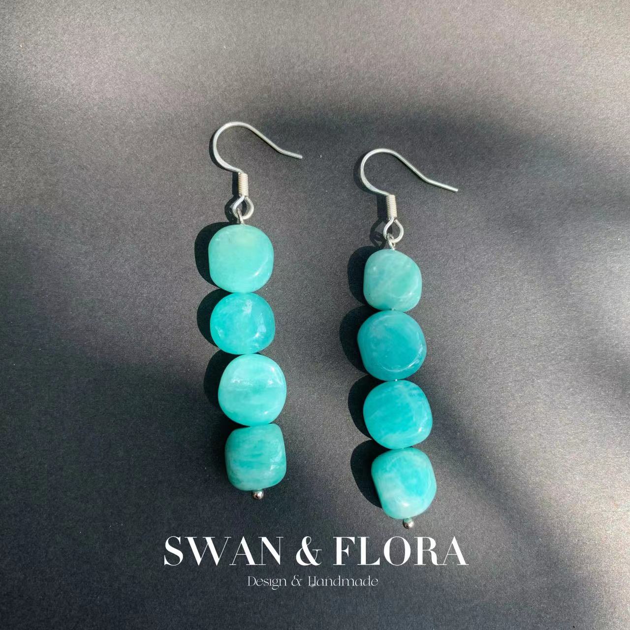 Natural Amazonite 925 Sterling Silver Hoop Earrings for women Jewelry Gift Chip Beads Jewelry Handmade Fine Jewelry Fashion - Charlie Dolly