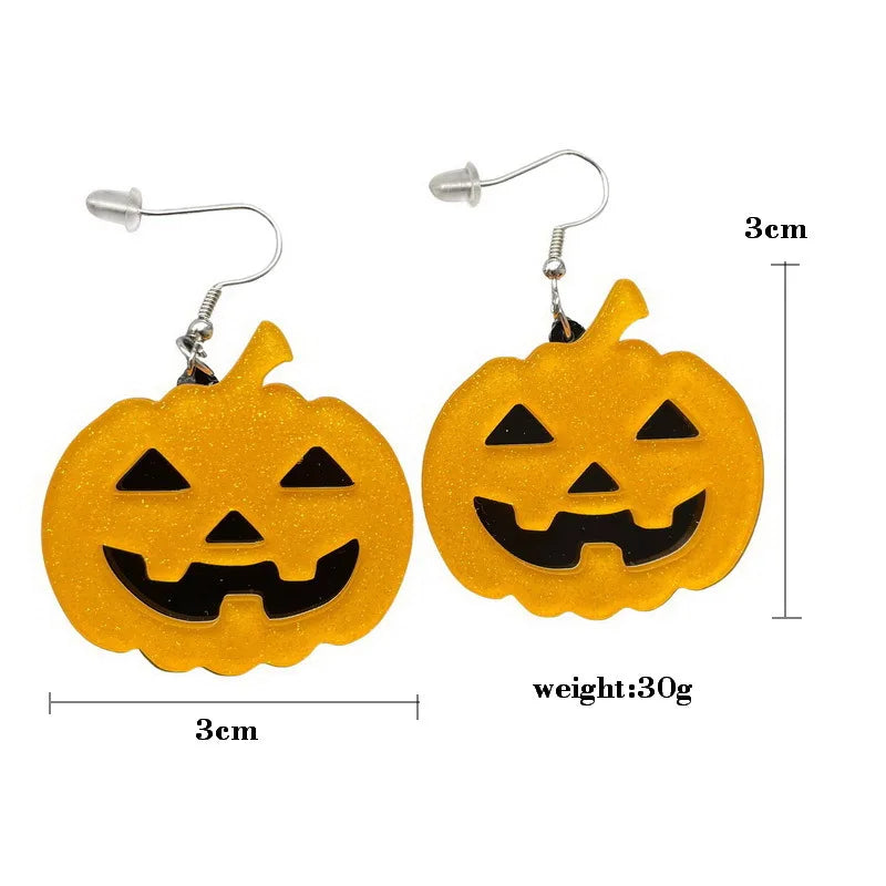 halloween Jewelry Spooky Acrylic Cute Trick Or Treat Lollipop horror Call me Knife Pumpkin Earrings - Charlie Dolly