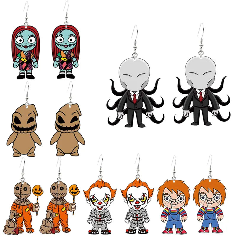 Scream Killer Halloween Earrings Arcylic Ghost Horror Movie Chucky Dangle Earrings Charm For Pendant Kids Adults