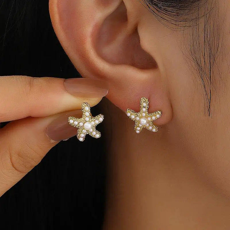 Fashion Summer Beach Pearl Conch Shell Earrings For Women Girls Cute Boho Starfish Earrings New In Seaside Jewelry Gifts