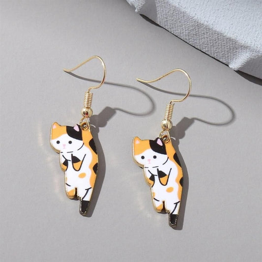 Trendy Cute Kitten earring for women Cartoon Girl Flower Cat drop Earrings Sweet and Fresh Earrings gift - Charlie Dolly