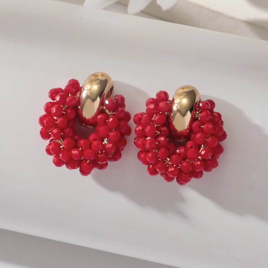 Crystal Bead Geometric Drop Earrings Jewelry