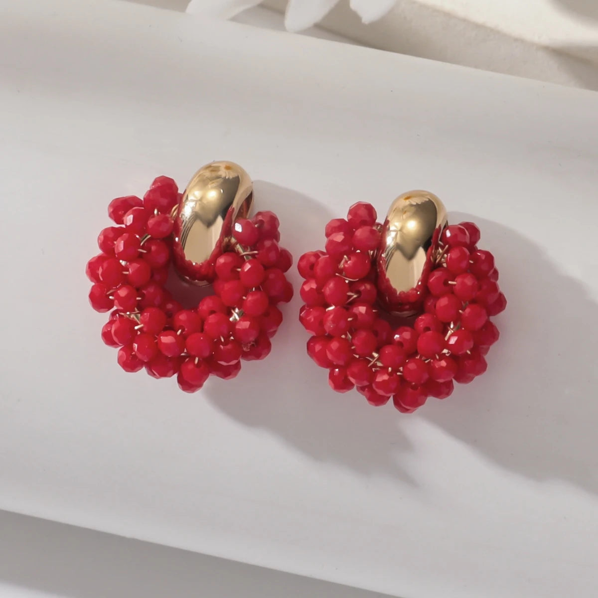 Boho Elegant Crystal Beads Drop Earrings for Women Luxury Geometric Dangle Summer Beach Party Jewelry