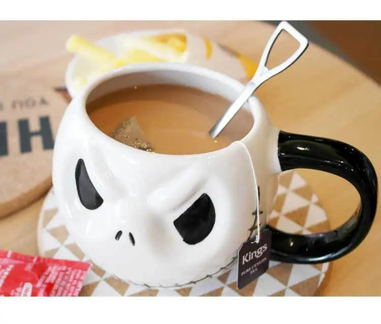1pc 600ml Halloween Skull Mug with Handle Lidless Ceramic Cup Funny Coffee Cup Mocha Mug Halloween Gift Home Decor - Charlie Dolly