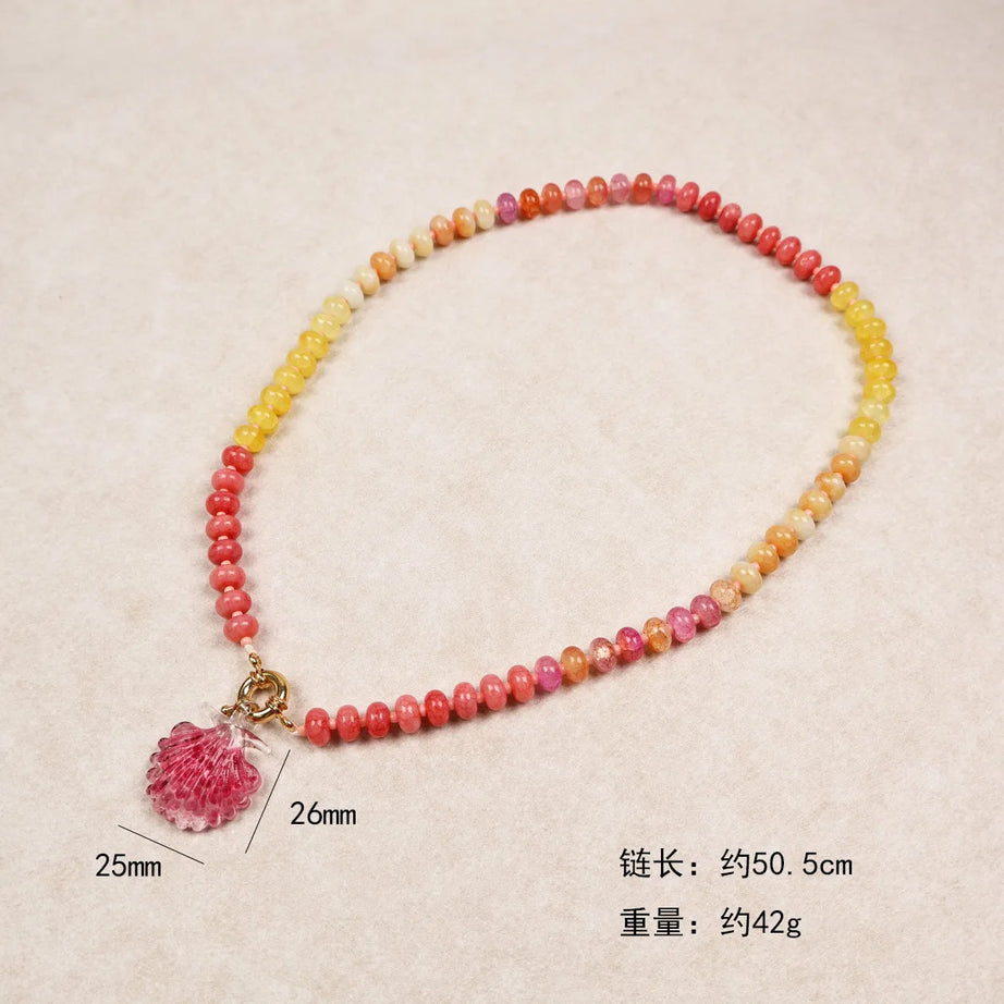 Chunky Rainbow Stone Beach Necklace