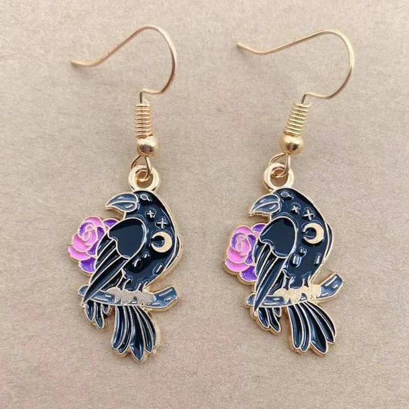 Earrings for Women Girls Drop Dangle Teens Charm Gift Party Simple Punk Cool Halloween Skull Cross Horror Skeleton Death Bat - Charlie Dolly