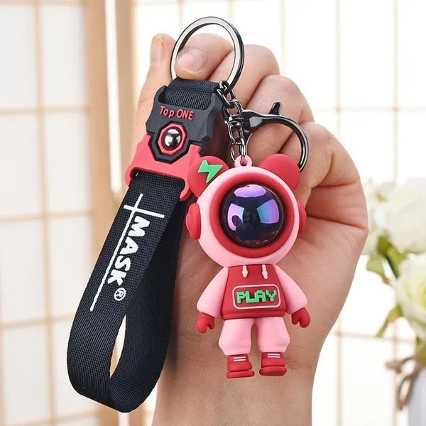 Cartoon Cute Lightning Bear Keychain Astronaut Bear Doll Keyring Bag Pendant Couple Car Keyholder Creative Bag Charm Accessories - Charlie Dolly