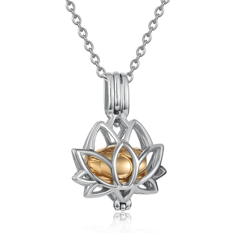 Lotus Flower Cremation Ashes Urn Pendant, Memorial Keepsake Necklace
