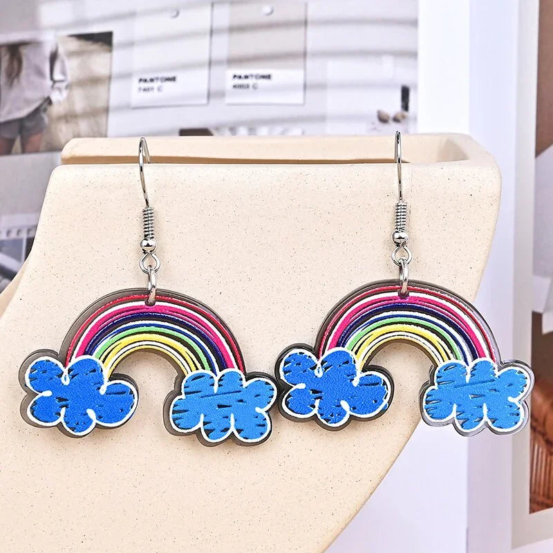Japan Style Fashion Acrylic Tanjiro Earrings Demon Earrings Anime Cosplay Hanafuda Drop Long Earrings for Women Girls Jewelry - Charlie Dolly