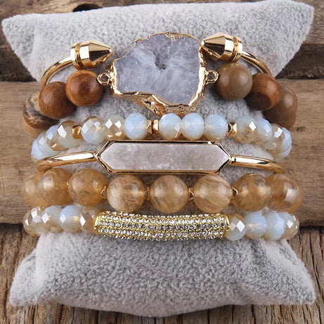 Fashion Boho Natural Stone Beaded Bracelet Jewelry Multi 6pc Stack Bracelet & Bangle Sets For Women Gift - Charlie Dolly