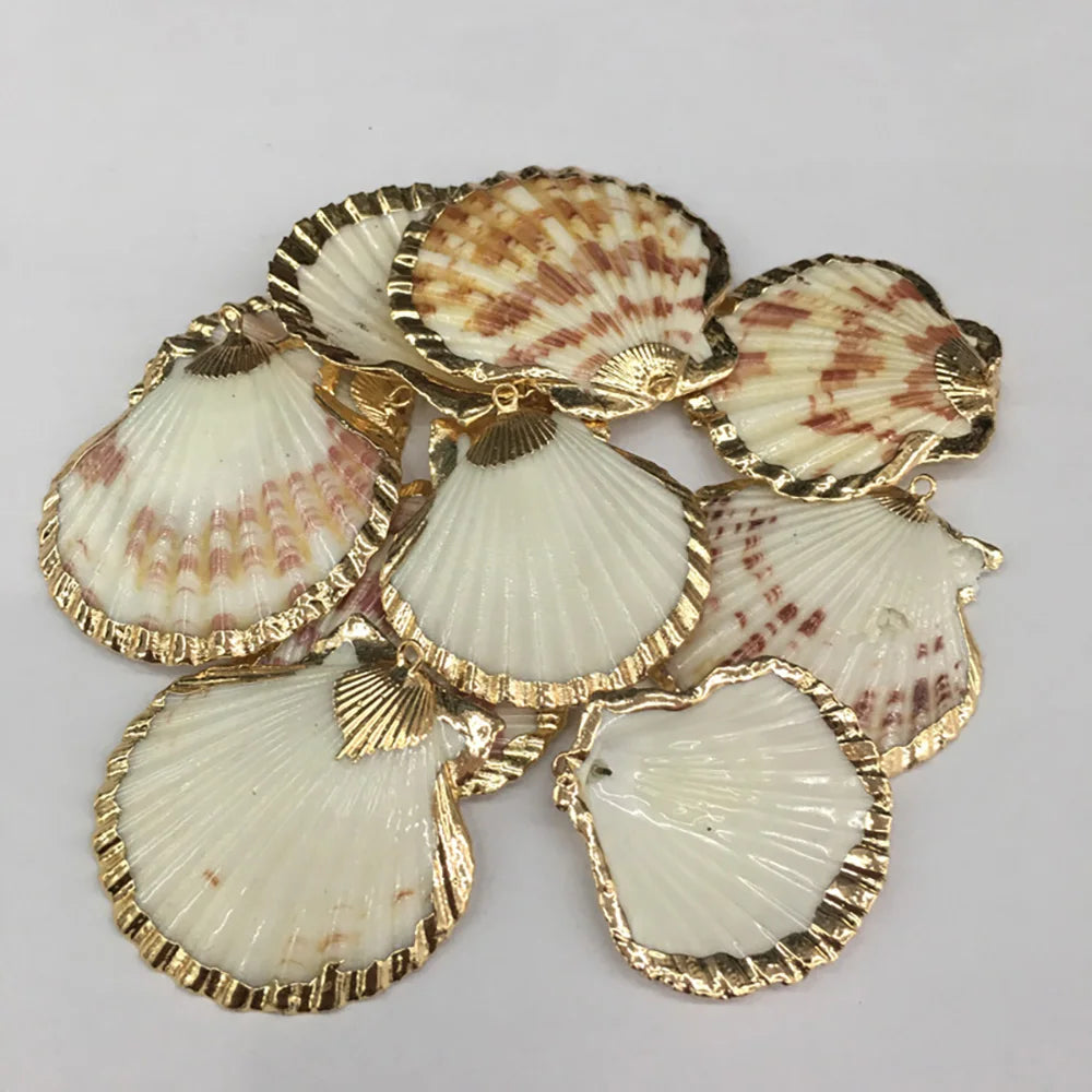 2/5/7Pcs/Set Boho Style Sector Shell Pendant Charms for DIY Necklace Bracelet Anklet Furniture Accessories Sewing Craft Jewelry