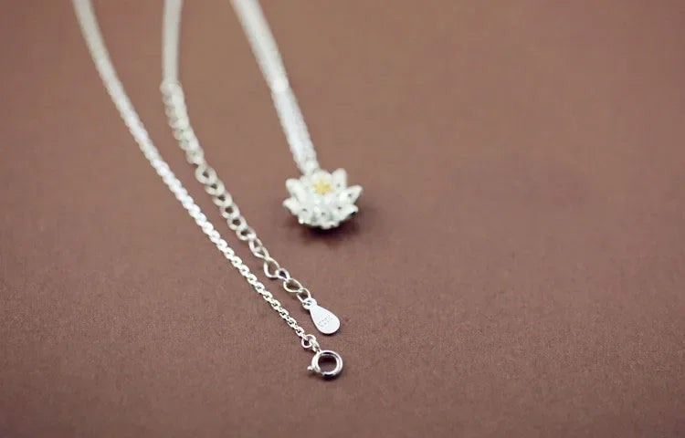 925 Sterling Silver lotus  Necklaces & Pendants For Women High Quality Sterling-silver-jewelry