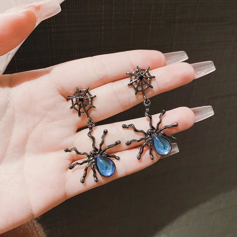 Halloween Gothic Retro Black Spider Moonstone Stud Earrings Women Fashion Design Earring Party Jewelry Gifts Wholesale - Charlie Dolly