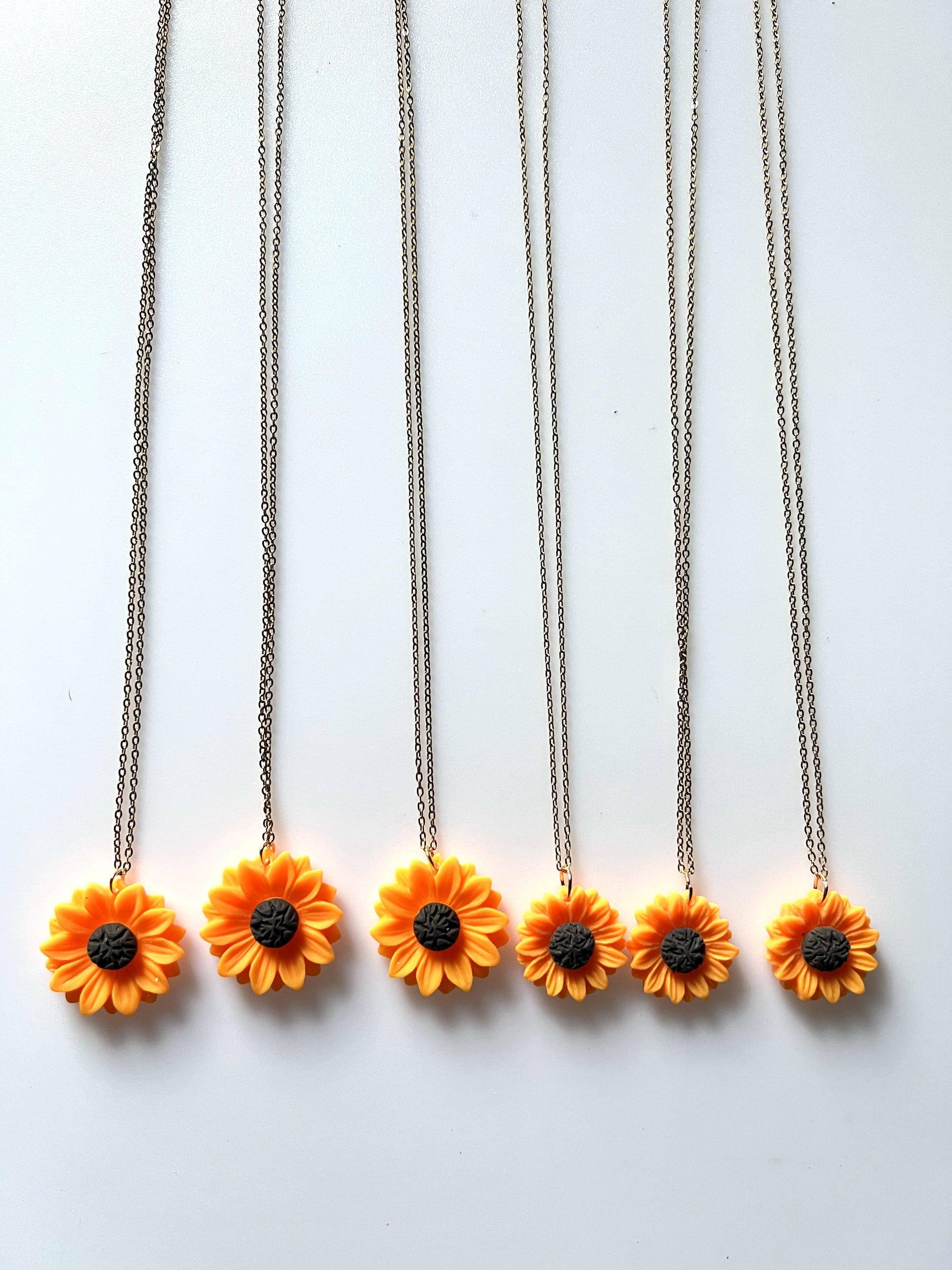 Resin Pendant  Sunflower Necklace for Women Stainless Steel Gold Color Long Chain Jewelry Accessories - Charlie Dolly