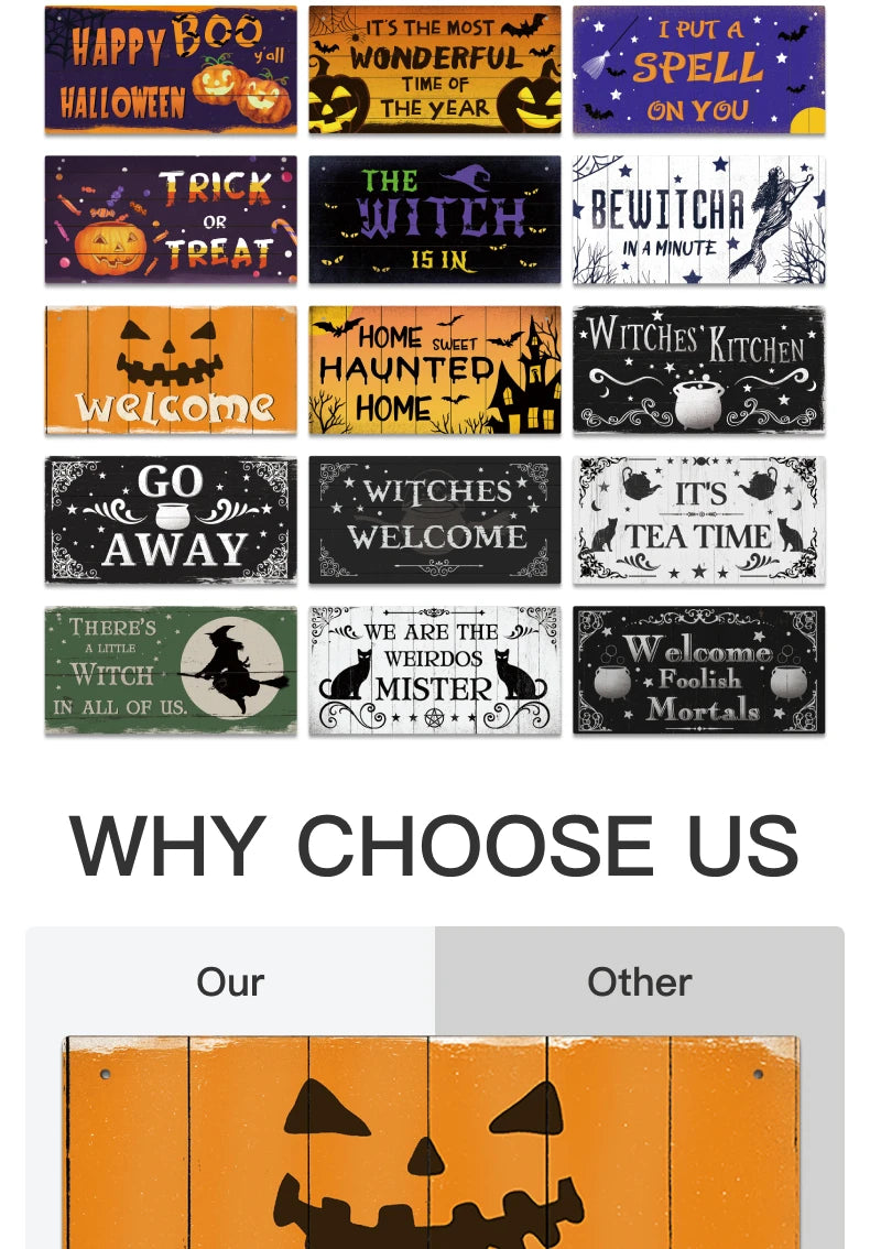 Putuo Decor Halloween Wooden Hanging Pendant Door Sign Pumpkin Ghost Bat Swith Greeting Doorplate Wood Crafts Happy Halloween Da - Charlie Dolly