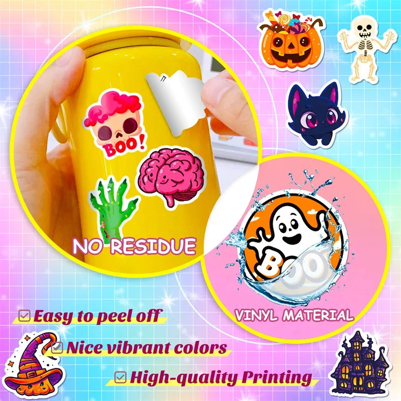 50PCS Cute Halloween PVC Sticker Aesthetic Decoration Scrapbooking Korean Stationery Hand Accounting Tools Supplies for Kids - Charlie Dolly