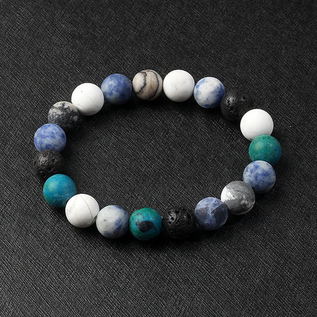 Nine Planets Solar System Beaded Bracelet, Natural Stone Galaxy Cosmic Talisman