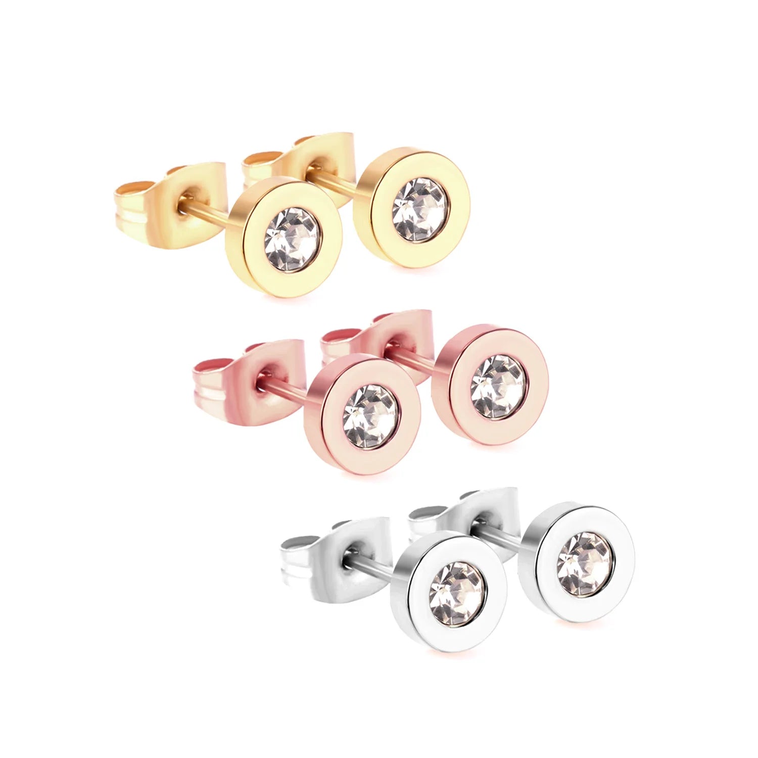 LUXUSTEEL 3Pairs Boho Colorful Round Evil Eyes Stud Earrings For Women Men Gold Plated Stainless Steel Turkish Ear Jewelry Set
