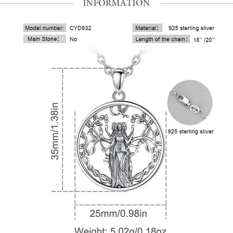 Triple Moon Goddess Hecate Amulet Necklace, S925 Sterling Silver