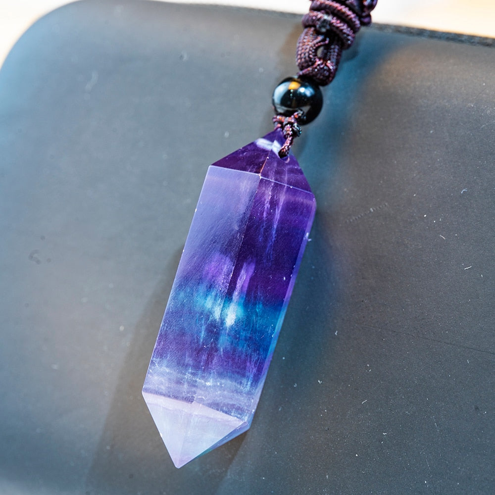 1PCS Natural Crystal Quartz Double Point Pendant Crystal Column Men and Women Pendant Aura Energy Healing Stone Necklace Gift - Charlie Dolly