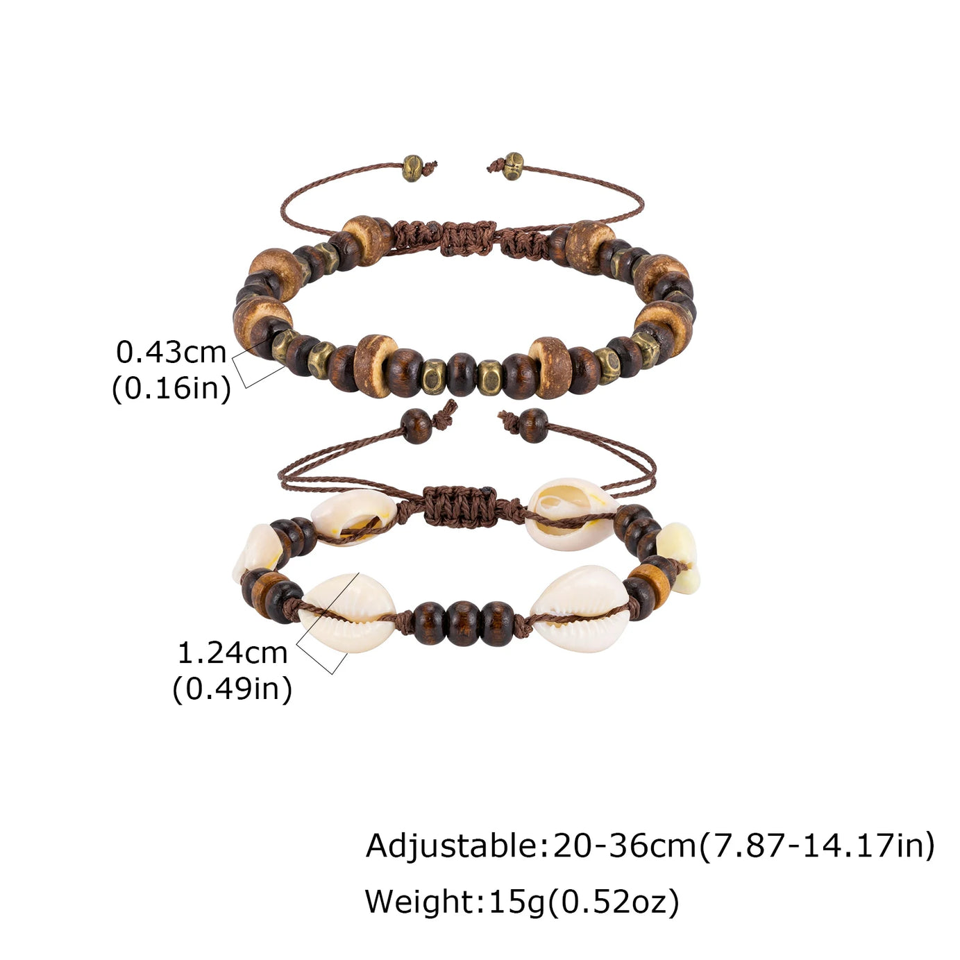 Cowrie Shell and Coconut Wood Bead Boho Anklet